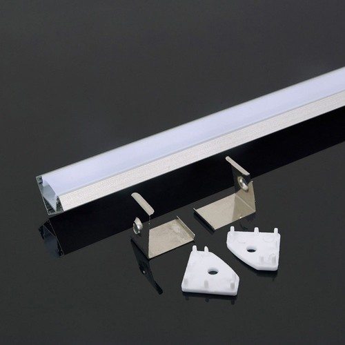 2m hjørneprofil i aluminium til LED strips, sort - Inkl. mælkehvidt cover, 19x19mm, IP20 indendørs