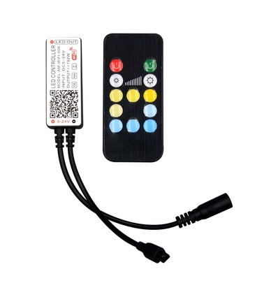 WiFi LED controller med fjernbetjening, 12V/24V - Smart Life, Google Home, CCT/RGB, 72-144W