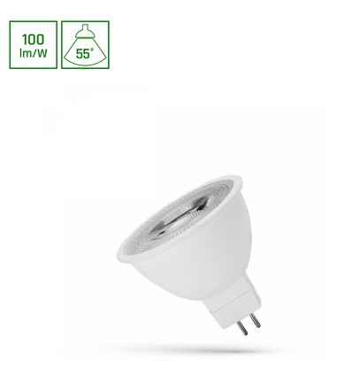 LED MR16 4W - 12V, 55 grader, kold hvid, med linse, Spectrum