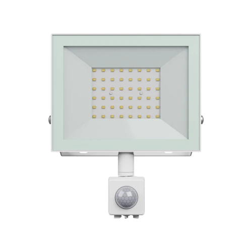 50W projektør med sensor - IP44, Hvid, arbejdslampe, PIR sensor