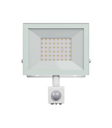Noctis Lux 4 projektør 50W - Varm hvid, 230V, IP44, 176x221x53mm, hvid, PIR sensor