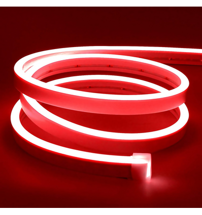 8W pr. meter Rød 8x16 CLIP-ON Neon Flex LED - 24V DC, IP67