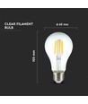 E27 10W LED filament pære - A60, klart glas, 1055lm, 4000K