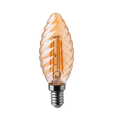 E14 4W LED filament kertepære - Twist, amber glas, 2200K, 350lm
