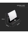 17W LED væglampe med sensor - IP65, sort, PIR sensor, inkl. lyskilde