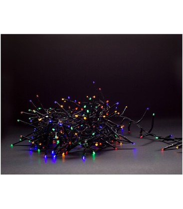 Outlet: 8 m. multicolor cluster LED julelyskæde - 400 LED, memory funktion, IP44 udendørs, 230V