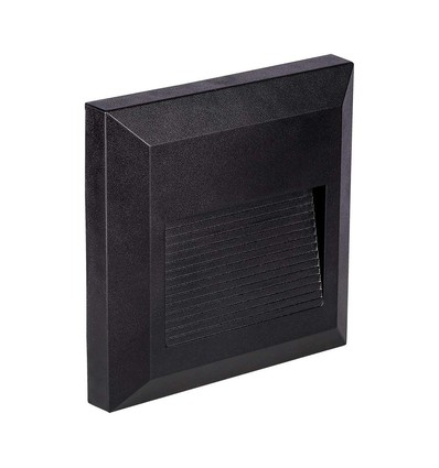 2W LED væglampe til indbygning - IP65, kvadratisk, sort, 70lm, inde / ude