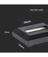 2W LED trappebelysning - Sort, til påbygning, IP65 inde/udendørs, 230V