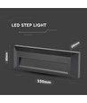 3W LED trappelys - IP65, sort, rektangulær, 4000K, 110lm
