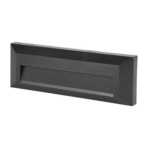 3W LED trappelys - IP65, sort, rektangulær, udendørs, 230 x 80 x 28 mm