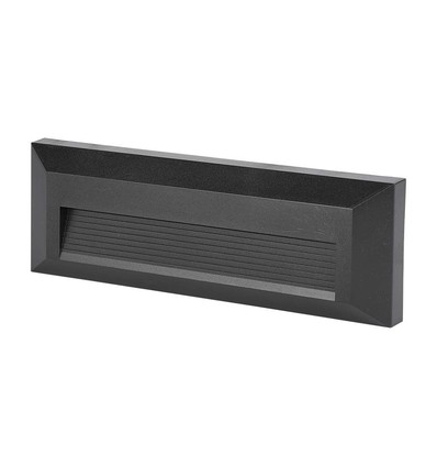 3W LED trappelys - IP65, sort, rektangulær, udendørs, 230 x 80 x 28 mm