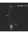 V-Tac GU10 sort/guld pendel lampe - Ø6x30cm., Hængende Pendel med GU10 fatning