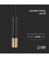 V-Tac GU10 sort/guld pendel lampe - Ø6x30cm., Hængende Pendel med GU10 fatning
