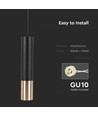V-Tac GU10 sort/guld pendel lampe - Ø6x30cm., Hængende Pendel med GU10 fatning