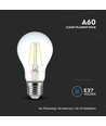 E27 6W LED filament pære - A60, klart glas, 600lm