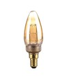 E14 2W LED Art Filament kertepære - Amber glas, 1800K, varm hvid, 65lm