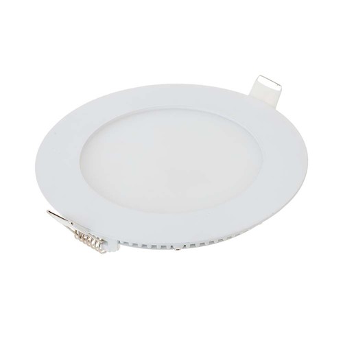 6W Ø12cm LED indbygningspanel - Hul: Ø11 cm, Mål: Ø12 cm, hvid kant, inkl. lyskilde