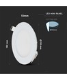 6W Ø12cm LED indbygningspanel - Hul: Ø11 cm, Mål: Ø12 cm, hvid kant, inkl. lyskilde
