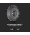 V-Tac LED bevægelsessensor til påbygning - LED venlig, sort, PIR infrarød, IP20 indendørs