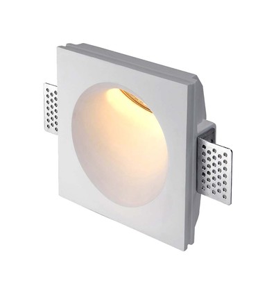 GU10 indbygningsspot i gips - Rund/Firkantet, hvid, IP20 indendørs, uden lyskilde