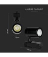 35W 3-faset skinnespot - 24 grader, 4000K, sort, COB LED, IP20