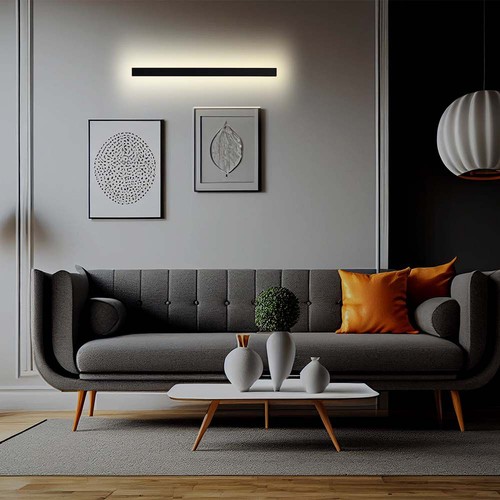 20W LED lineær væglampe, 101cm - IP65, 4000K, antracit, 1010x60x50mm