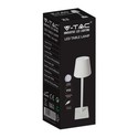 V-Tac opladelig bordlampe - Hvid, IP20, touch dæmpbar, model mini