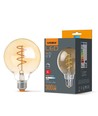 E27 4W dæmpbar LED pære - G95, spiral filament, amber glas, 2200K, flicker free