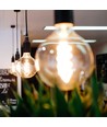 E27 4W dæmpbar LED pære - G95, spiral filament, amber glas, 2200K, flicker free