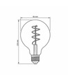 E27 4W dæmpbar LED pære - G95, spiral filament, grafit glas, 1800K, 360°