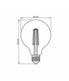 E27 7W dæmpbar LED pære - G95, Amber glas, Filament, 2200K, Erstat 53W