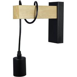 Væglamper Væglampe sort/træ - IP20 indendørs, E27 fatning, uden lyskilde
