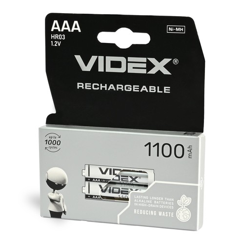 2 stk. genopladelig AAA batteri - Ni-MH, 1100mAh