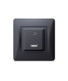 USB-A + Type-C stikkontakt 20W hurtiglader - Sort grafit, 2.4A, IP20 indendørs