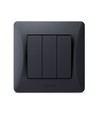 3-kanals afbryder - 86x86mm, IP20, sort