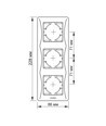 Binera 3-huls lodret ramme, sort grafit - Plast, 228x86 mm, til indbygning