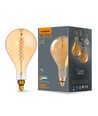 E27 8W dæmpbar LED pære - PS160, spiral filament, amber glas, 1800K, 500lm