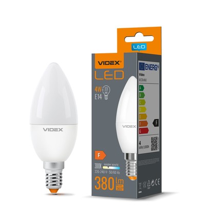 E14 4W LED kertepære - C37, 3000K, 380lm, erstatter 33W