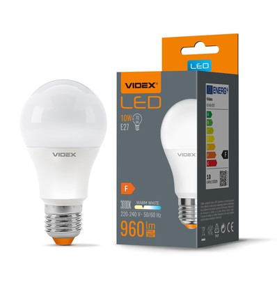 E27 10W LED pære - A60, 960lm, 3000K, varm hvid
