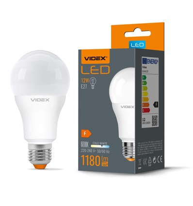 E27 12W LED pære - A60, 1180lm, 6000K, flicker free