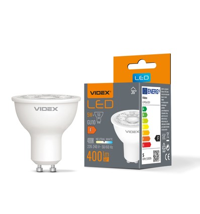 GU10 5W LED pære - 400lm, 36°, 4000K, flicker free