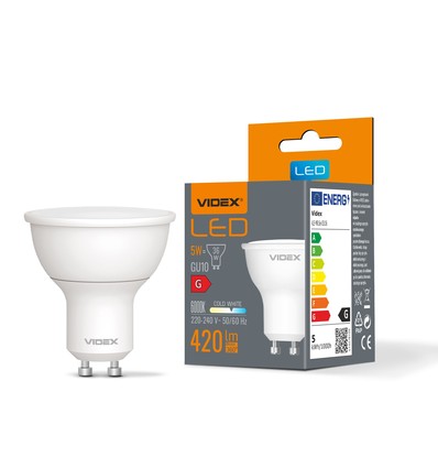 GU10 5W LED pære - MR16, 420lm, 120 grader, 6000K kold hvid