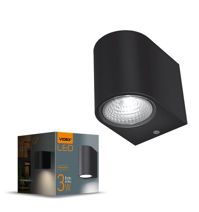 3W facade væglampe - Sort, 180lm, 2700K, IP54 udendørs, aluminium