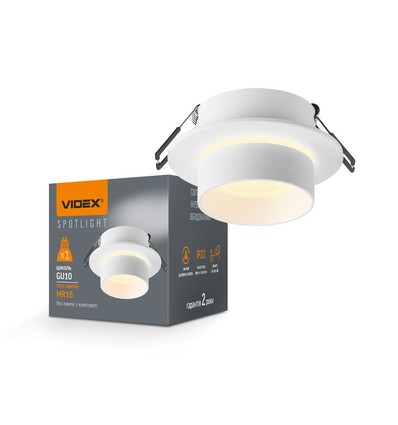 GU10 indbygningsspot - Rund, hvid, aluminium/keramik, hul: Ø7,6 cm, mål: Ø9,2 cm, max 30W