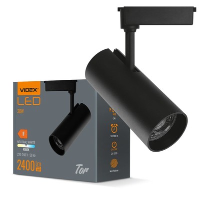 30W 1-faset RA90 Tor skinnespot - Sort, 1F2W