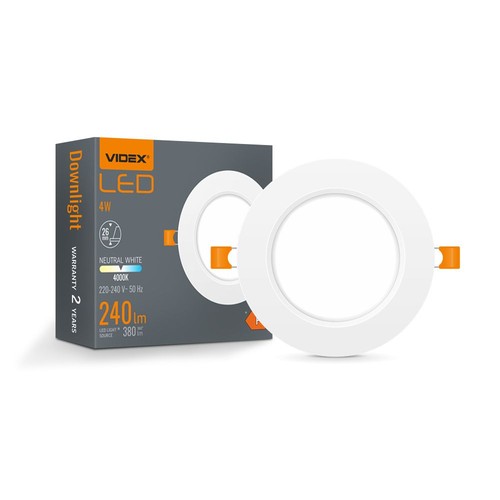 4W Ø10cm LED indbygningspanel - 4000K, integreret driver, hvid kant