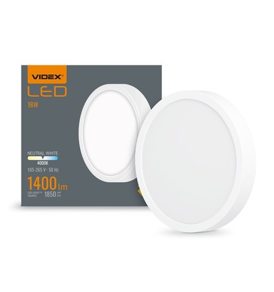 18W LED påbygningspanel - 1400lm, 4000K, 14,2 x 14,2 cm, hvid kant