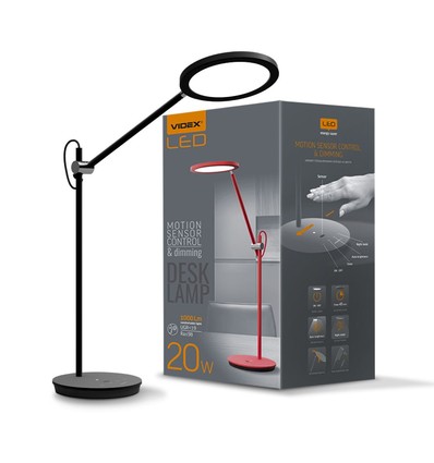 20W LED skrivebordslampe, sort - Dæmpbar, 1450lm, 4100K, UGR19, timer, touch sensor