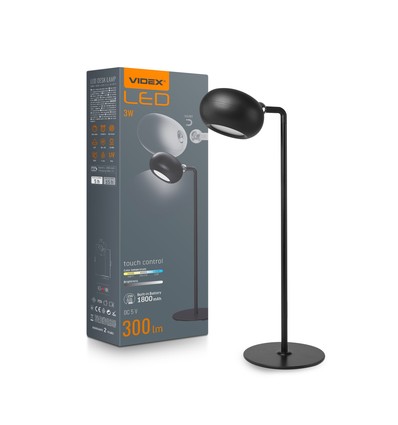 3W LED bordlampe, sort - Genopladelig, dæmpbar, CCT, USB-C, op til 15 timers batteri