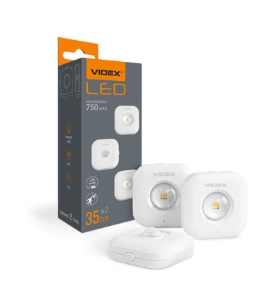 2 stk. genopladelige LED natlys med sensor, 0,5W - PIR bevægelsessensor, 3 lyskulører, USB-C, magnetisk montering, indendørs